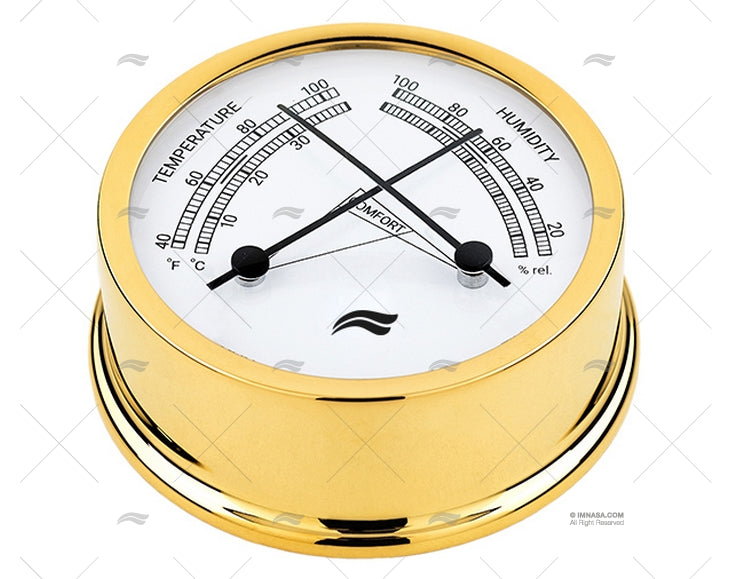 IMN THERMOMETER-HYGROMETER. BRASS DIAL 9