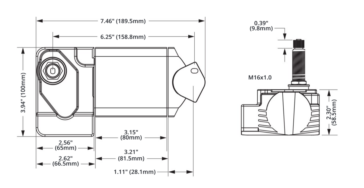 Marinco 12V 80° IP66 Aluminium Housing Motor - 1.5" Welle