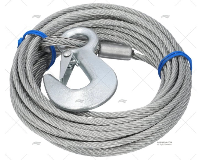 WINCH CABLE W/HOOK 10m MARINE TOWN