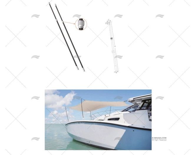 ADJUSTABLE SUNSHADE POLE 1024/1845mm 2u. MARINE TOWN