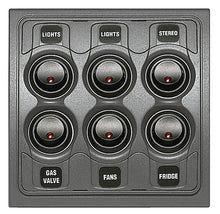 BEP Switch Panel Contour Interior 1000 Series DC 24V 6xOn/Off 6x15A Fuses