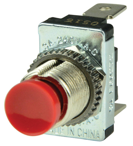 BEP Switch Contact Off-(On) 12V DC 10A Red Button 1/4" Blade Terminals