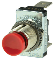 BEP Switch Contact Off-(On) 12V DC 10A Red Button 1/4" Blade Terminals