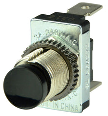 BEP Switch Contact Off-(On) 12V DC 10A Black Button 1/4" Blade Terminals