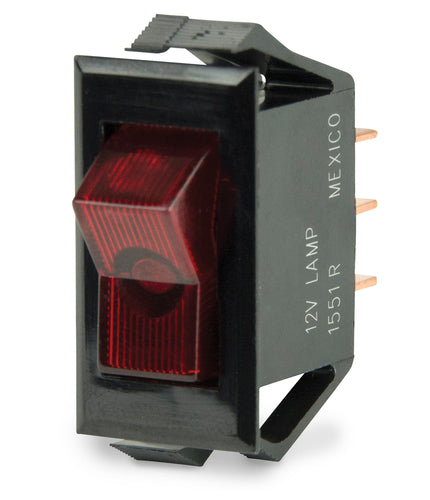 BEP Switch Rocker Off-On Single Pole 12V 1/4" Terminal Blades Illuminated Red