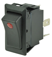 BEP Switch Rocker (On)-Off-(On) Single Pole 12V 1/4" Terminal Blades 1x Red LED