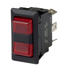 BEP Switch Rocker On-Off-On Single Pole 12V 1/4" Terminal Blades 2x Red LED