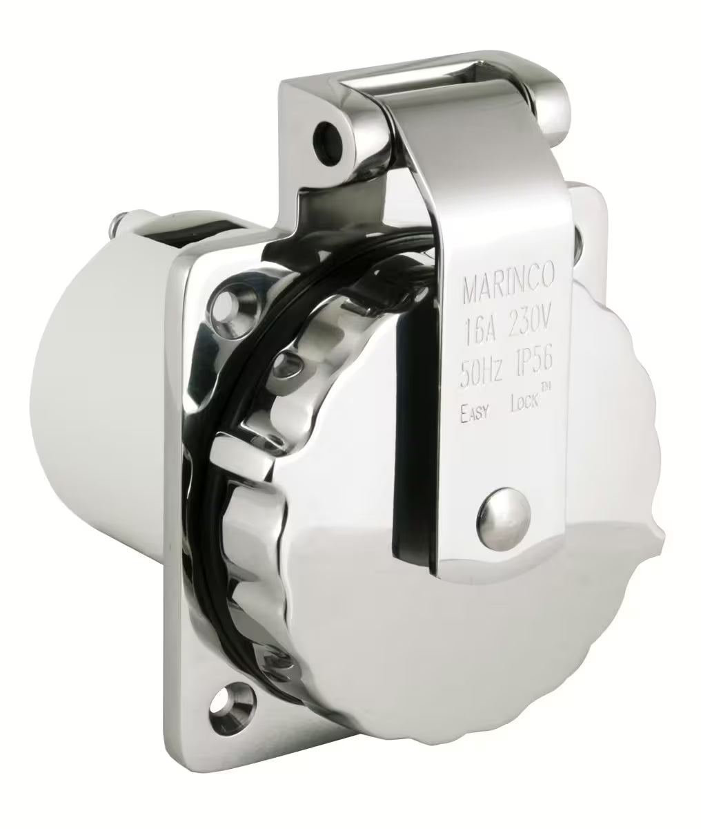 Marinco 16A Easy Lock Inlet Stainless Steel with Enclosure Aftermarket