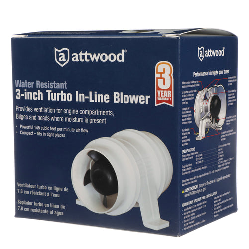 Attwood Blower-3" Wht H20 Resist. (Display Carton)