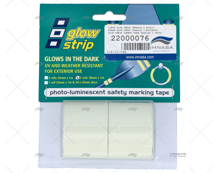 GLOW STRIP SAFETY TAPE 38mm/1M 2 UNITS PSP TAPES