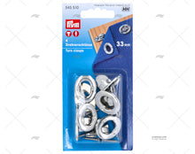 Prym Set of 4 Units Nickeled Turn Clasps.