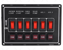 SWITCH PANEL 6 POS. 12V 15A