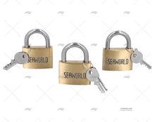 PADLOCK BRASS 40 + 20mm PACK OF 3