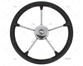 WHEEL 400mm LEATH. BLACK W/RED SEWING IMNASA