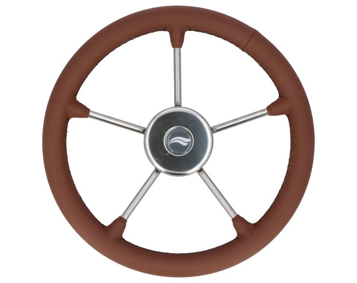WHEEL 350mm LEATH. BROWN W/BLACK SEWING