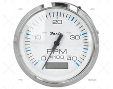 SPEEDOMETER + HOURMETER 4000RPM S/S WHITE FARIA