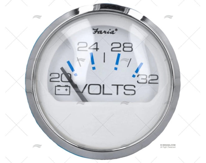 VOLTMETER FRB 20-32V S/S WHITE FARIA
