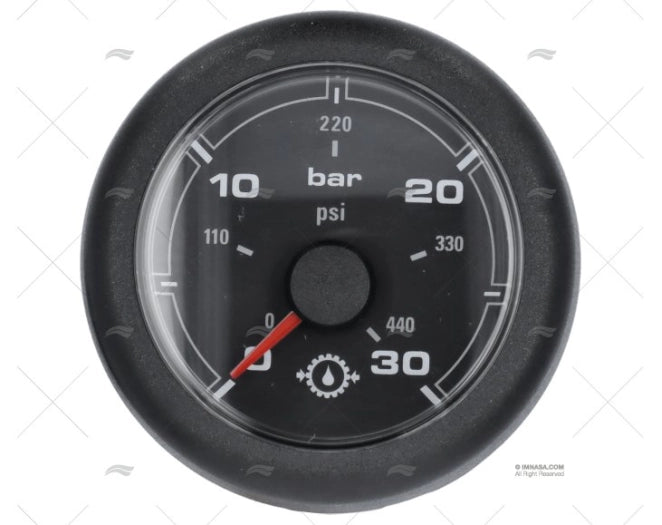 BLACK OL PRESSURE GAUGE 12/24V 30 BAR 52