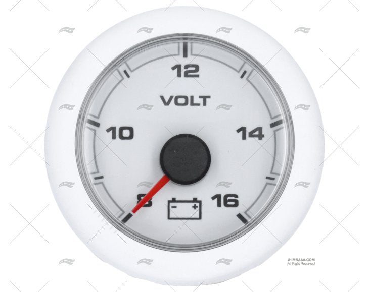 WHITE OL VOLTMETER 12/24V 8-16V 52mm