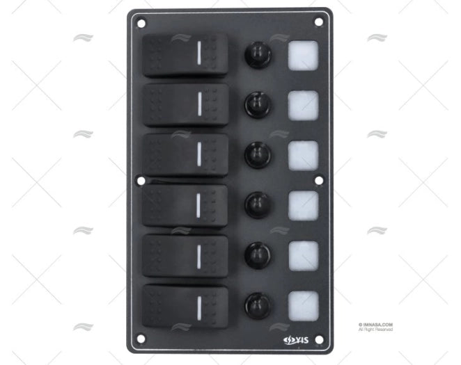 SWITCH PANEL 6P 12/24V 114x191x75mm