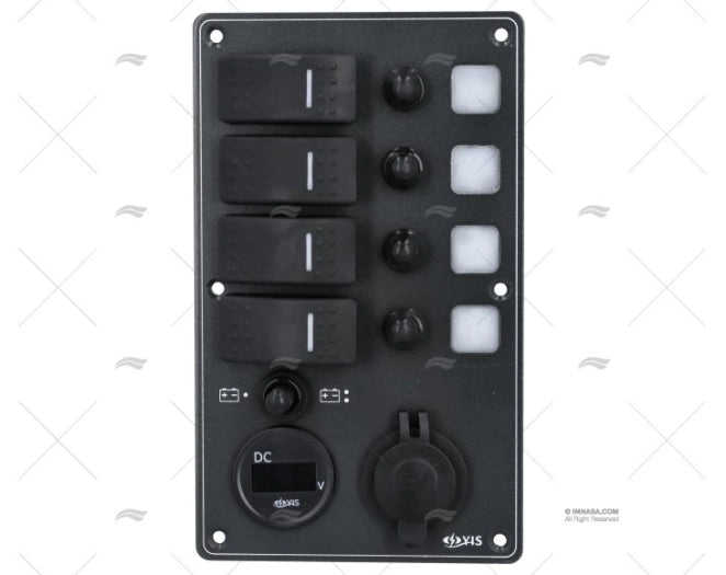 SWITCH PANEL 4P 12/24V 114x191x75mm USB+