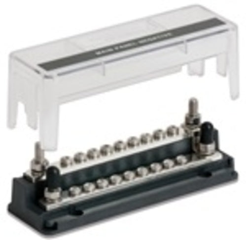 BEP Z Bus Bar Pro Installer With Cover 4x Studs 6mm (1/4") And 18x Screw Terminals 4mm (5/32") 2x200A 50V DC (Bulk)