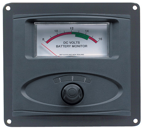 BEP Analog DC Voltmeter Panel Mount Up To 3 Inputs 8-16V DC