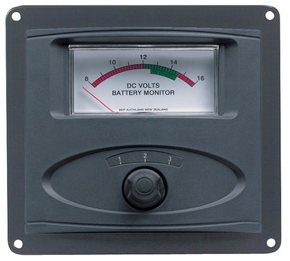 BEP Analog DC Voltmeter Panel Mount Up To 3 Inputs 8-16V DC