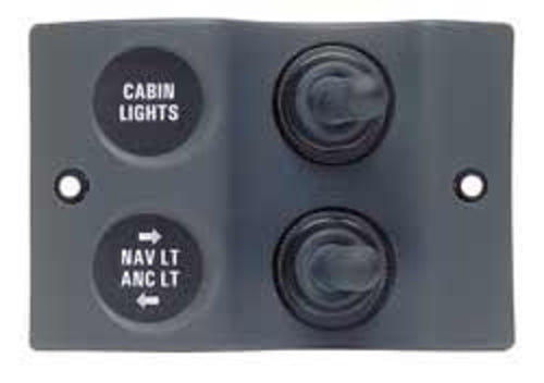 BEP Switch Panel Micro Series DC 12/24V 1xOn/Off 1xOn/Off/On 20A Waterproof IP56 LED Backlit Labels Green/Off Red/On Charcoal