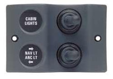 BEP Switch Panel Micro Series DC 12/24V 1xOn/Off 1xOn/Off/On 20A Waterproof IP56 LED Backlit Labels Green/Off Red/On Charcoal