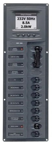 BEP Circuit Breaker Panel AC 230V 8x Single Pole 1x5A 3x10A 3x15A 1x20A 2x Double Pole 1x20A 1x30A Vertical With AC Color System Monitor (ACSM)