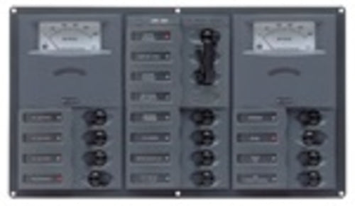 BEP Circuit Breaker Panel AC 110V 12x Single Pole 3x10A 4x15A 3x20A 1x25A 1x30A 2x Double Pole 1x30A 1x 50A With Analog Voltmeter