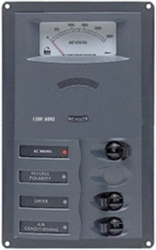 BEP AC Circuit Breaker Panel With Analog Meters, 6Sp 1Dp AC120V Vertical