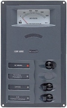 BEP AC Circuit Breaker Panel With Analog Meters, 6Sp 1Dp AC120V Vertical