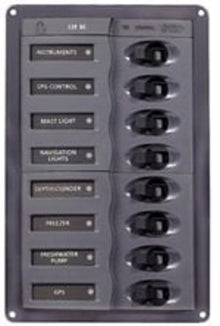 BEP Circuit Breaker Panel DC 12V 8x Single Pole 2x5A 2x10A 3x15A 1x20A Vertical With DC Color System Monitor (DCSM)