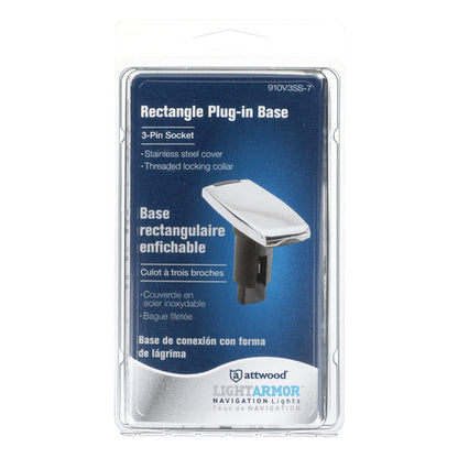 Attwood Asm-rect Base, SS, 3 Pin (Clam Shell)