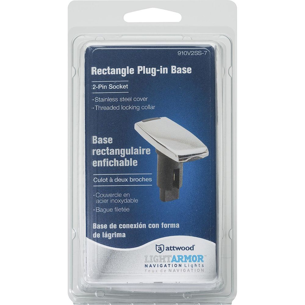 Attwood Asm-rect Base, SS, 2 Pin (Clam Shell)