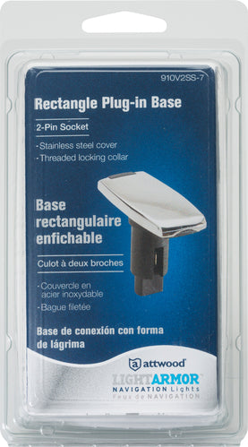 Attwood Asm-rect Base, SS, 2 Pin (Clam Shell)