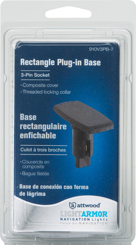 Attwood Asm-rect Base, Blk, 3 Pin (Clam Shell)