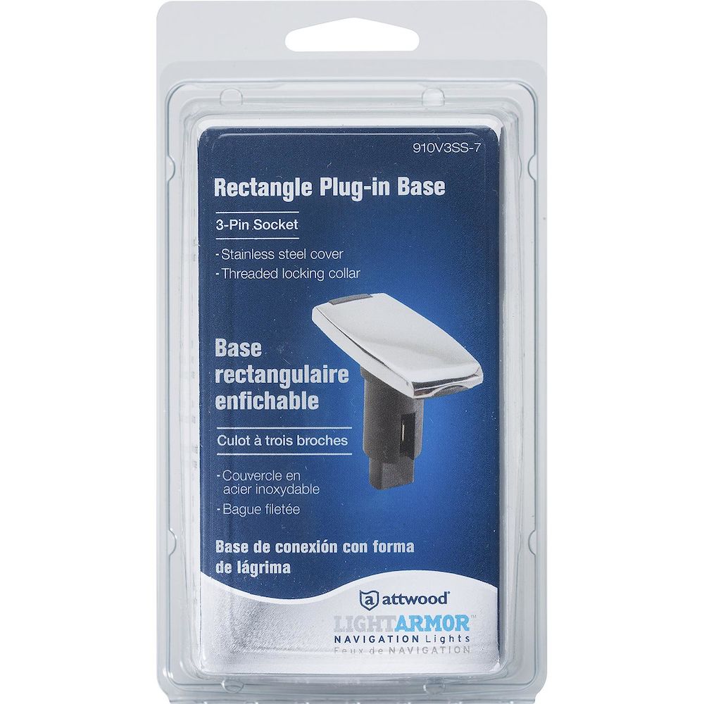 Attwood Asm-rect Base, SS, 3 Pin (Clam Shell)