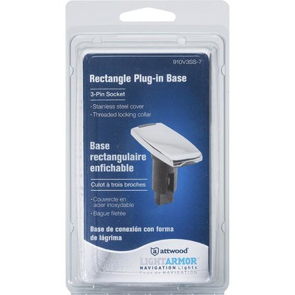 Attwood Asm-rect Base, SS, 3 Pin (Clam Shell)
