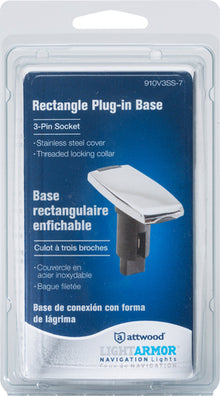 Attwood Asm-rect Base, SS, 3 Pin (Clam Shell)