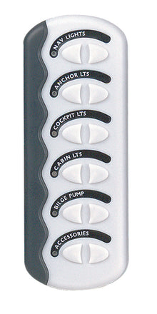 BEP Switch Panel DC Contour Generation II Spray Proof 6xOn/Off No Fuse White