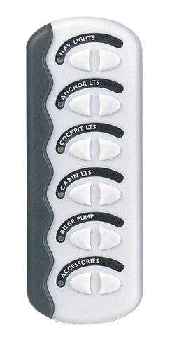 BEP Switch Panel DC Contour Generation II Spray Proof 6xOn/Off No Fuse White