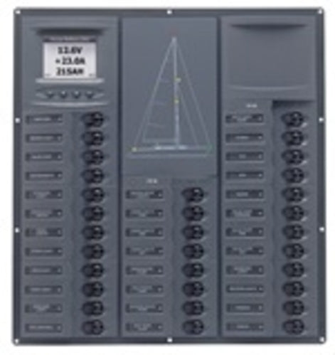 BEP Circuit Breaker Panel Cruiser Series Sail Yacht DC 12V 32x Single Pole 7x5A 11x10A 11x15A 1x20A 1x25A 1x30A With Analog Voltmeter & Ammeter