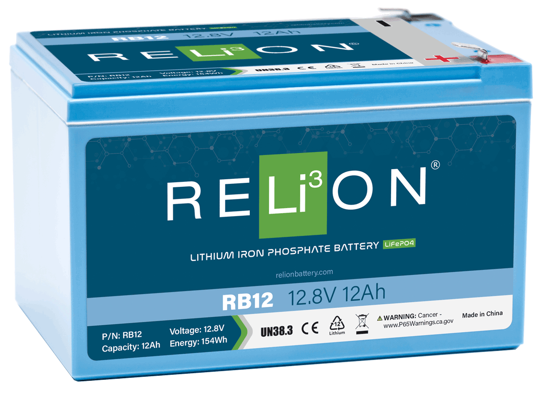 RELiON 12.8V 12Ah F2 Terminal LiFePO4 Battery