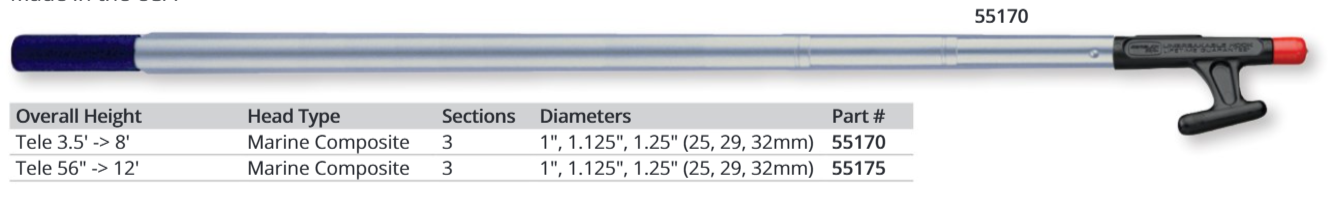 Garelick BOAT HOOK TELE 3.5' -> 8'