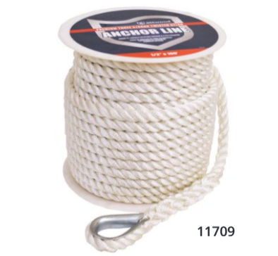 Attwood 1/2x100' Anchor Line Wht