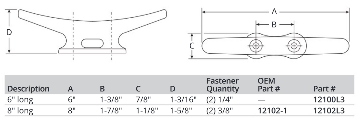 Attwood Dock Cleat Iron 8"