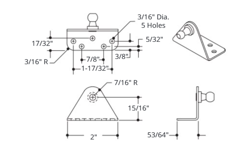 Attwood 90d Brkt W/ball S.s Rev